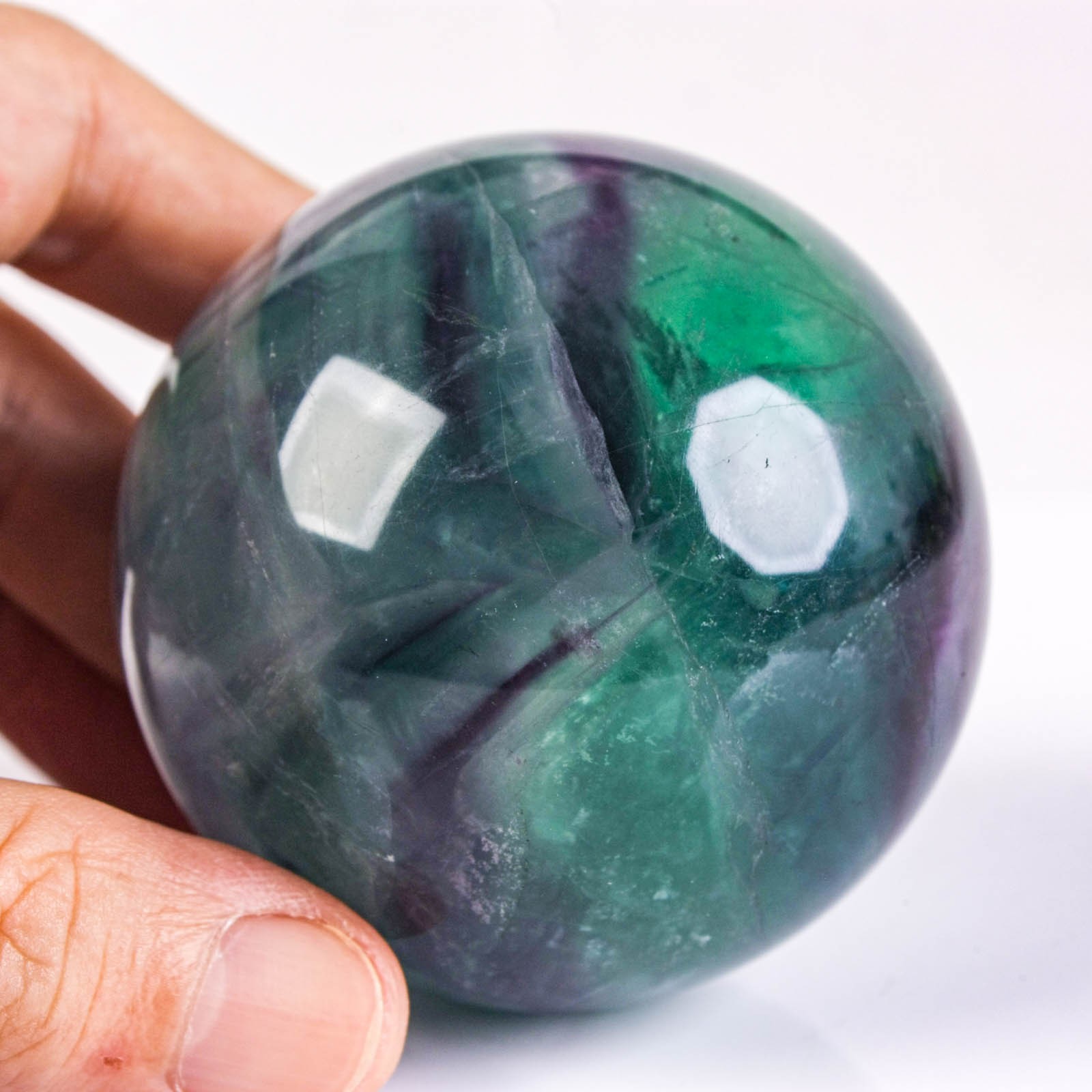 2.5″ 14.6oz Rainbow Fluorite Sphere Crystal Ball Natural Banded Mineral Specimen