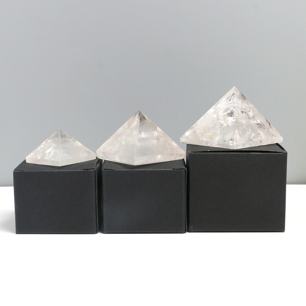 2-6cm Natural Egyptian Pyramid Clear Quartz Crystal Triangle Cone Healing Stone
