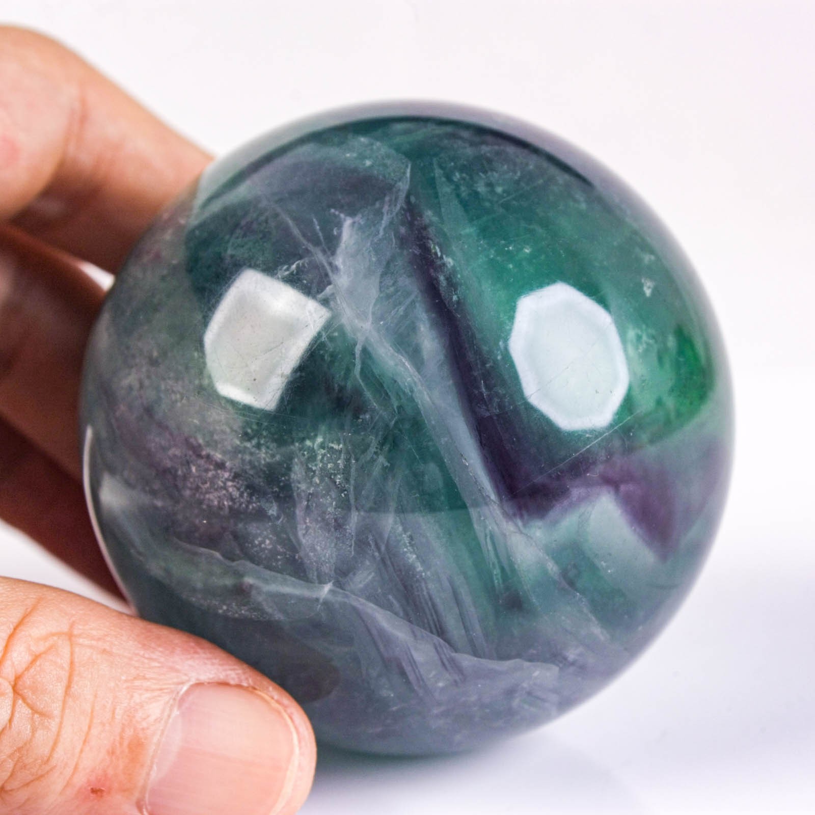 2.5″ 14.6oz Rainbow Fluorite Sphere Crystal Ball Natural Banded Mineral Specimen