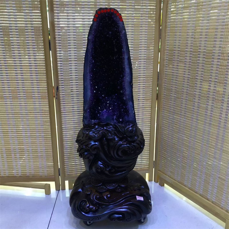 105.6LB Top Natural Amethyst Cave Quartz Crystal Specimen Reiki Healing +STAND