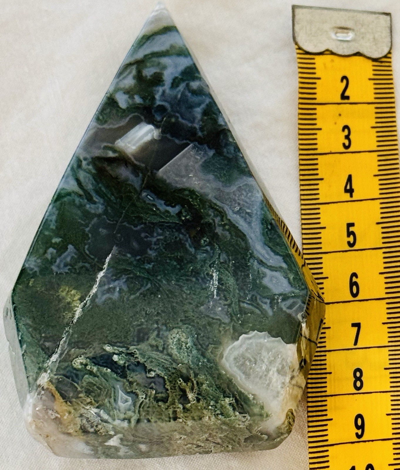 Moss Agate Tear Drop Polished Crystal 0.173 Kg Green White Natural Stone