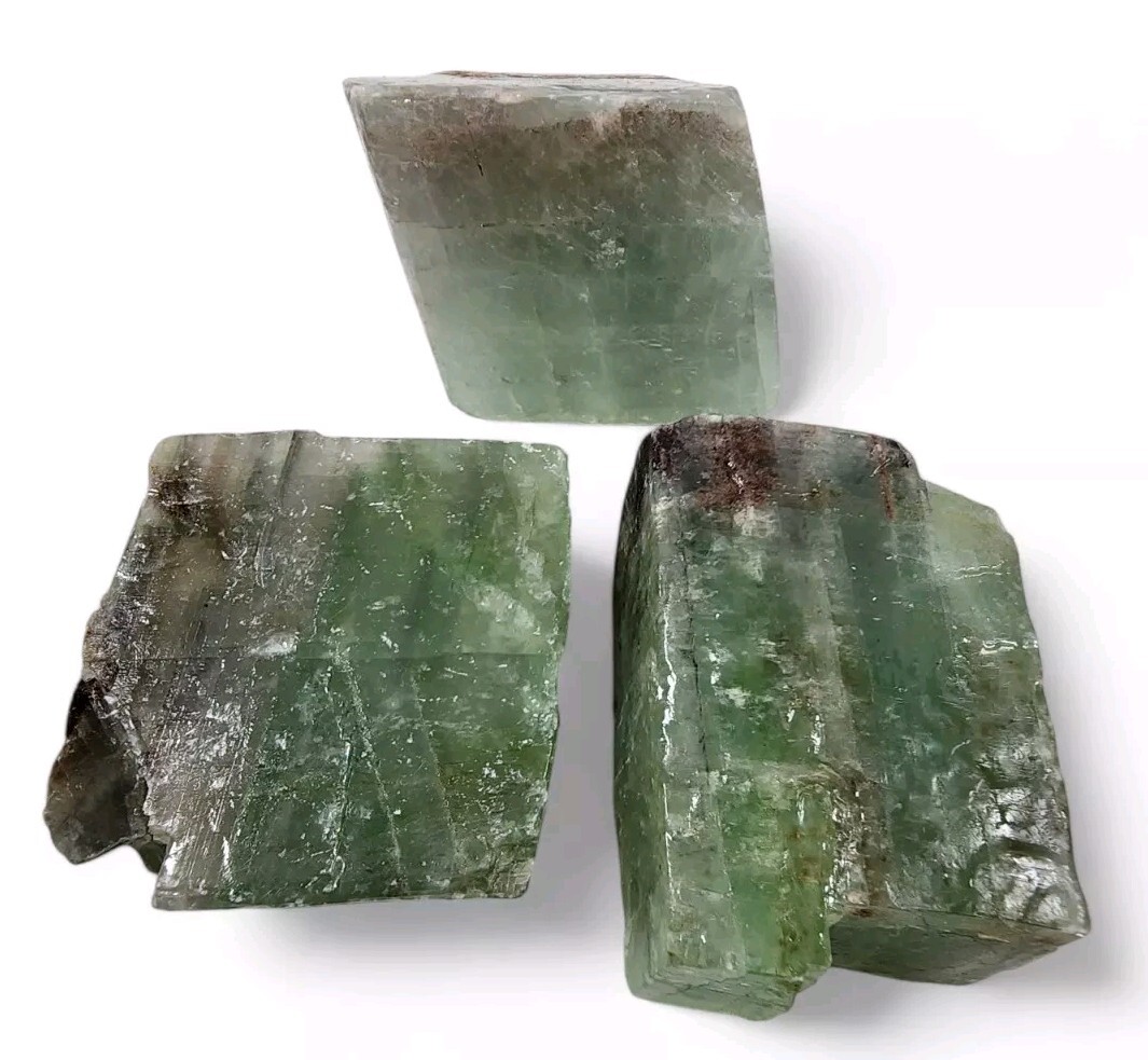 Emerald Green Calcite Crystals Mexico 250.8 grams 3 Piece Lot