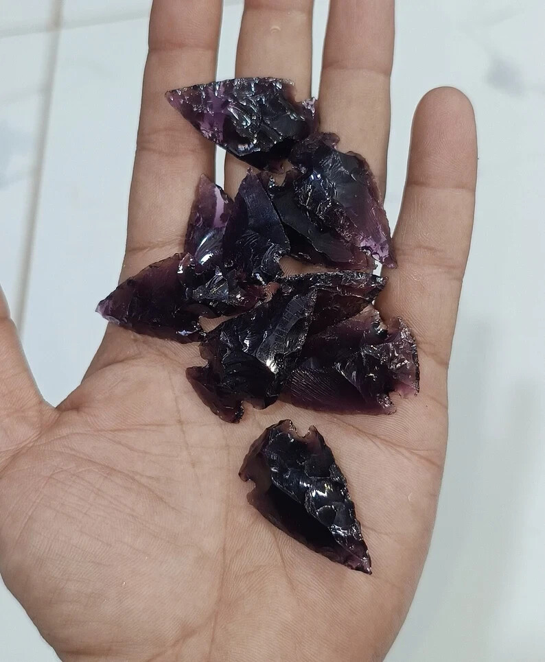 Amethyst Arrowhead Carving Stone 1” to 1.25” for Jewelry Making & Metaphysical