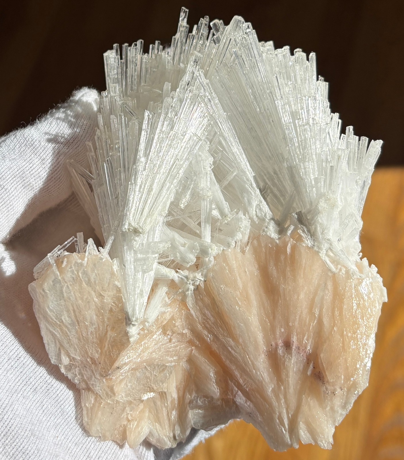 USA SALE 262g 4.3″ x 3.3″ LARGE SCOLECITE STILBITE SPECIMEN Fan/Blades/Spray