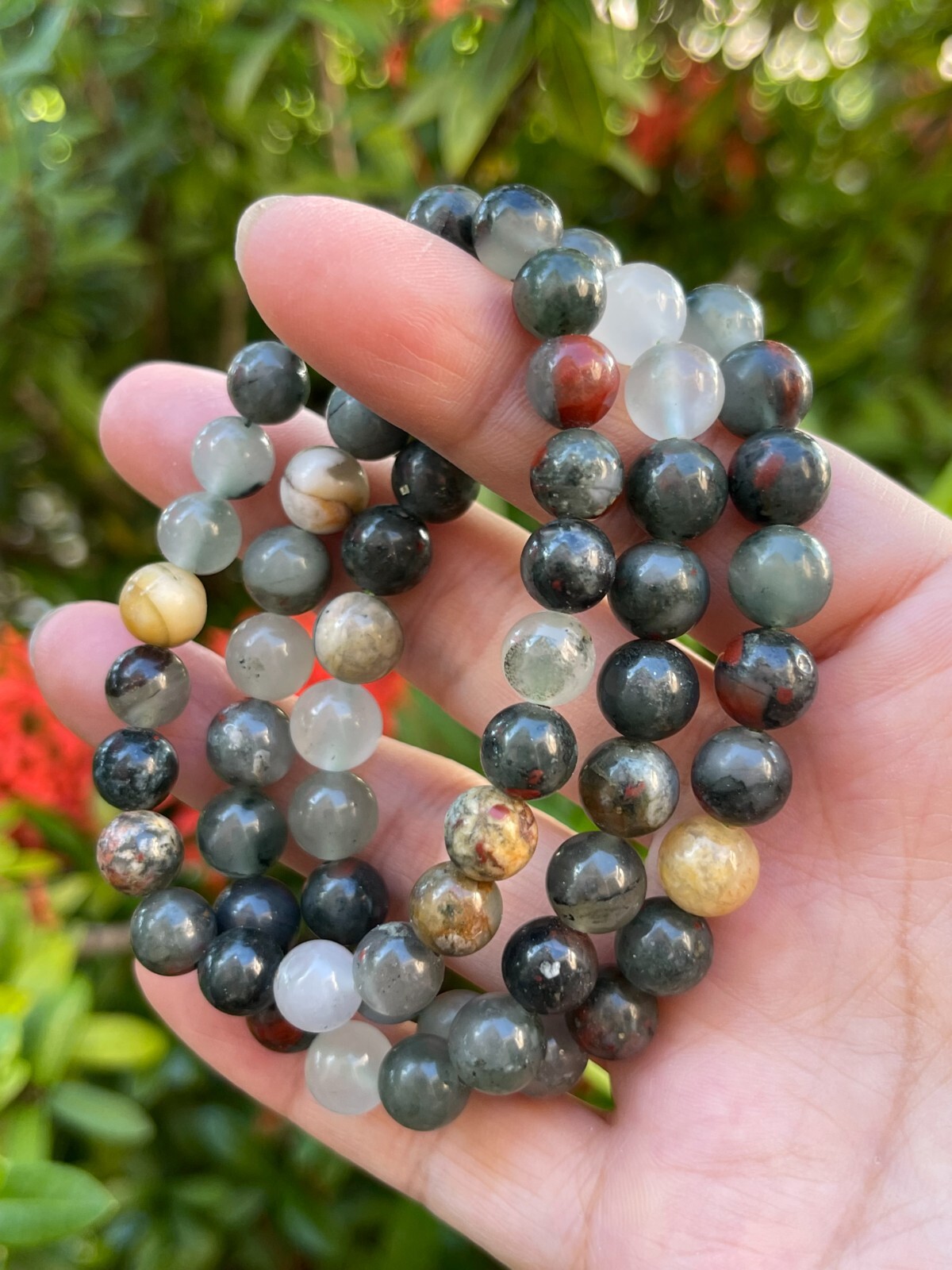 Grade A++ Bloodstone Crystal Bead Bracelet 8mm, Genuine Gemstone Bracelet
