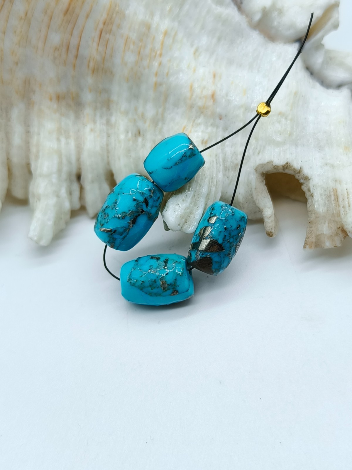 Drum Shape Turquoise Beads Natural Blue Spider Gemstone For Making Jewelry
