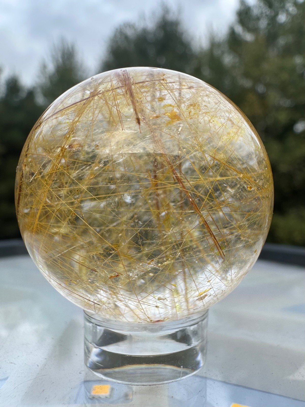48g natural gold rutile sphere polished quartz crystal ball