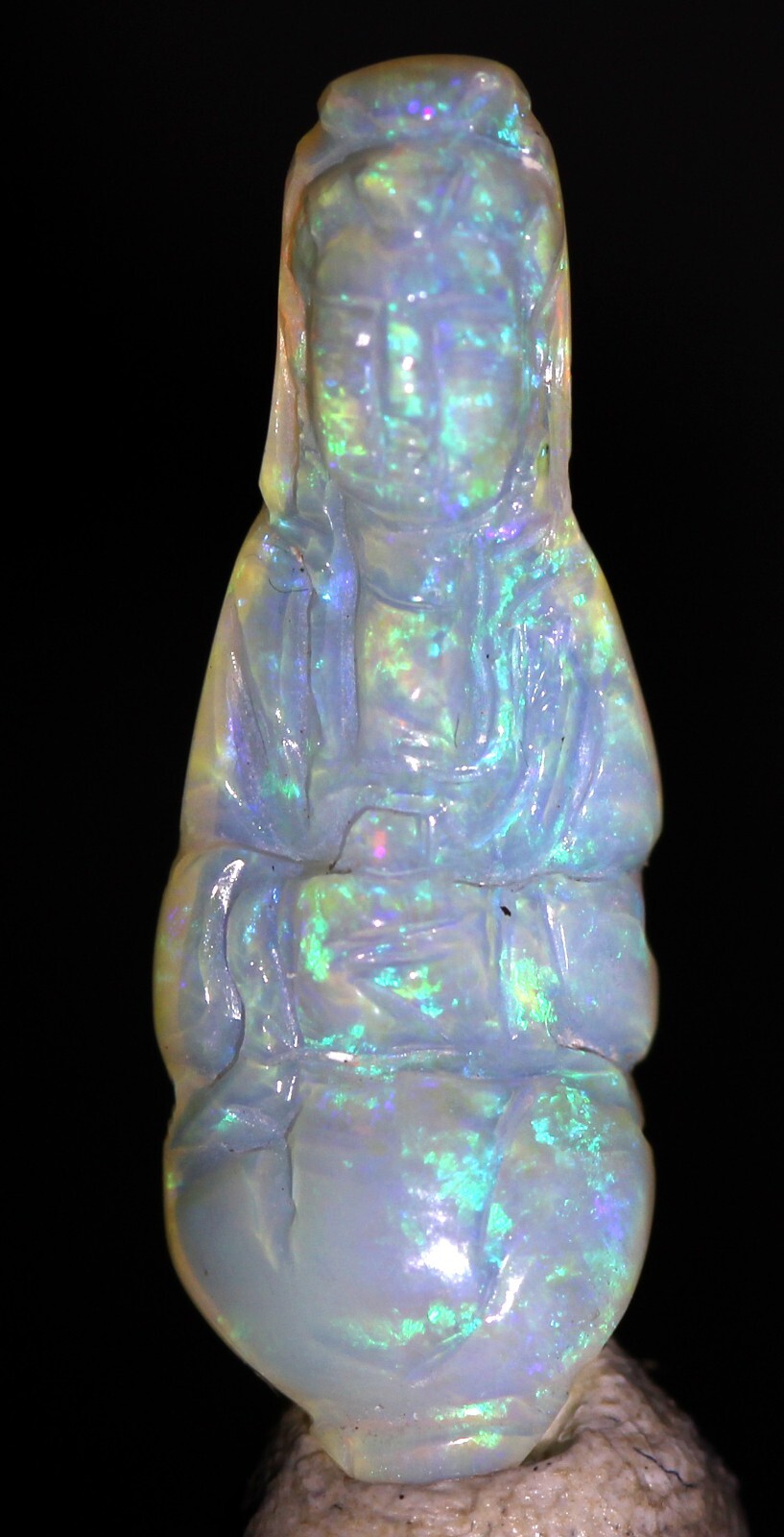 OPAL Carving KUAN YIN Hand Carved Polished Gemstone Sculpture AUSTRALIA BOULDER