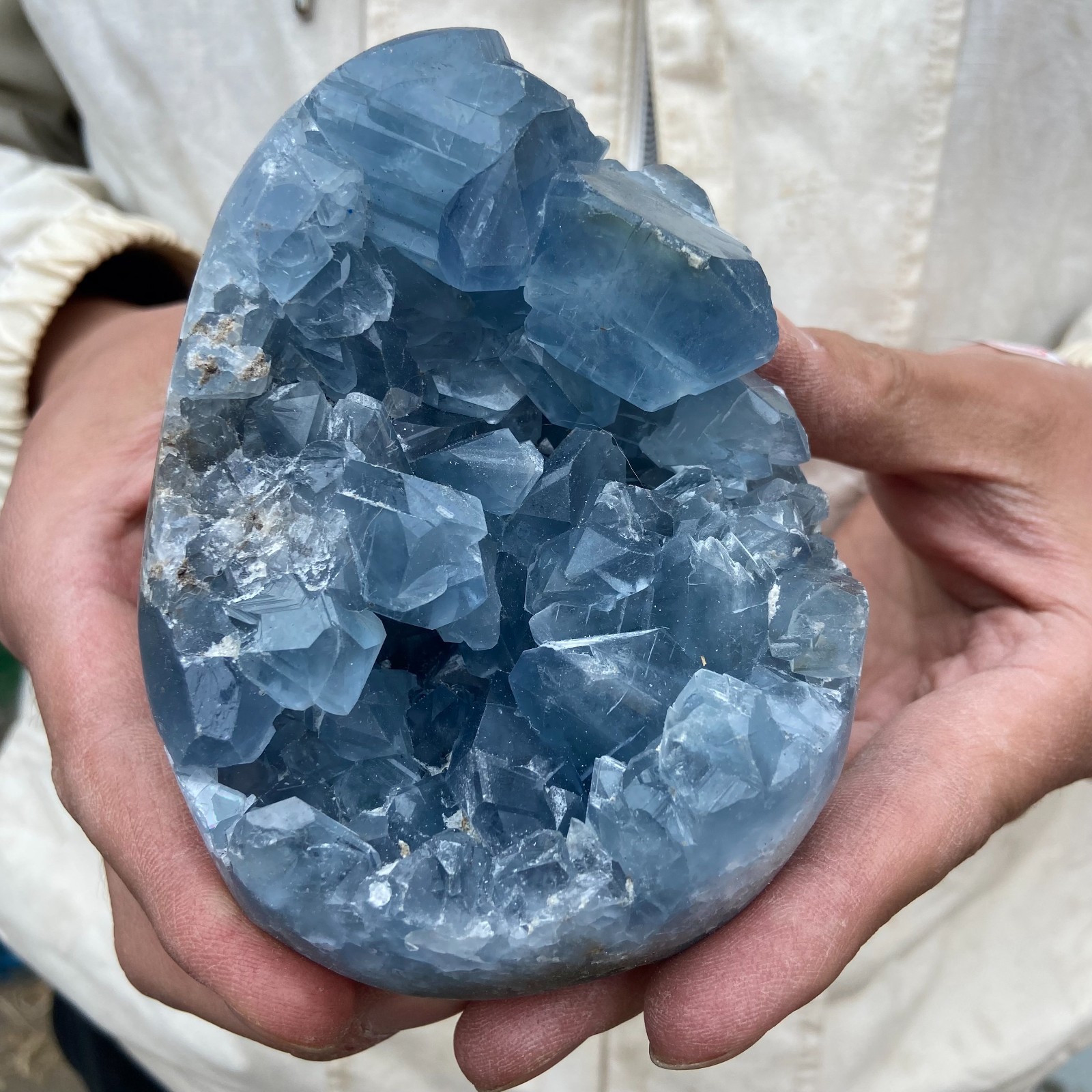2.2lb natural blue celestite geode quartz crystal mineral specimen healing