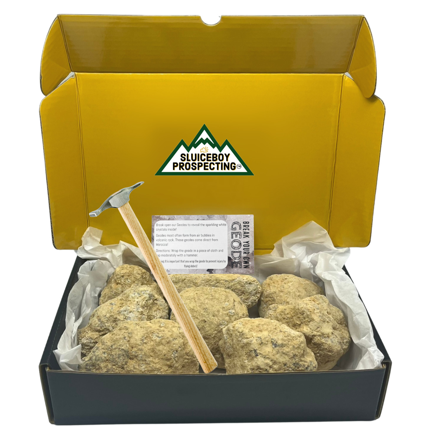 Break Your Own Geodes! BOX SET WITH HAMMER | Uncut Crystal Geode Specimen MEDIUM