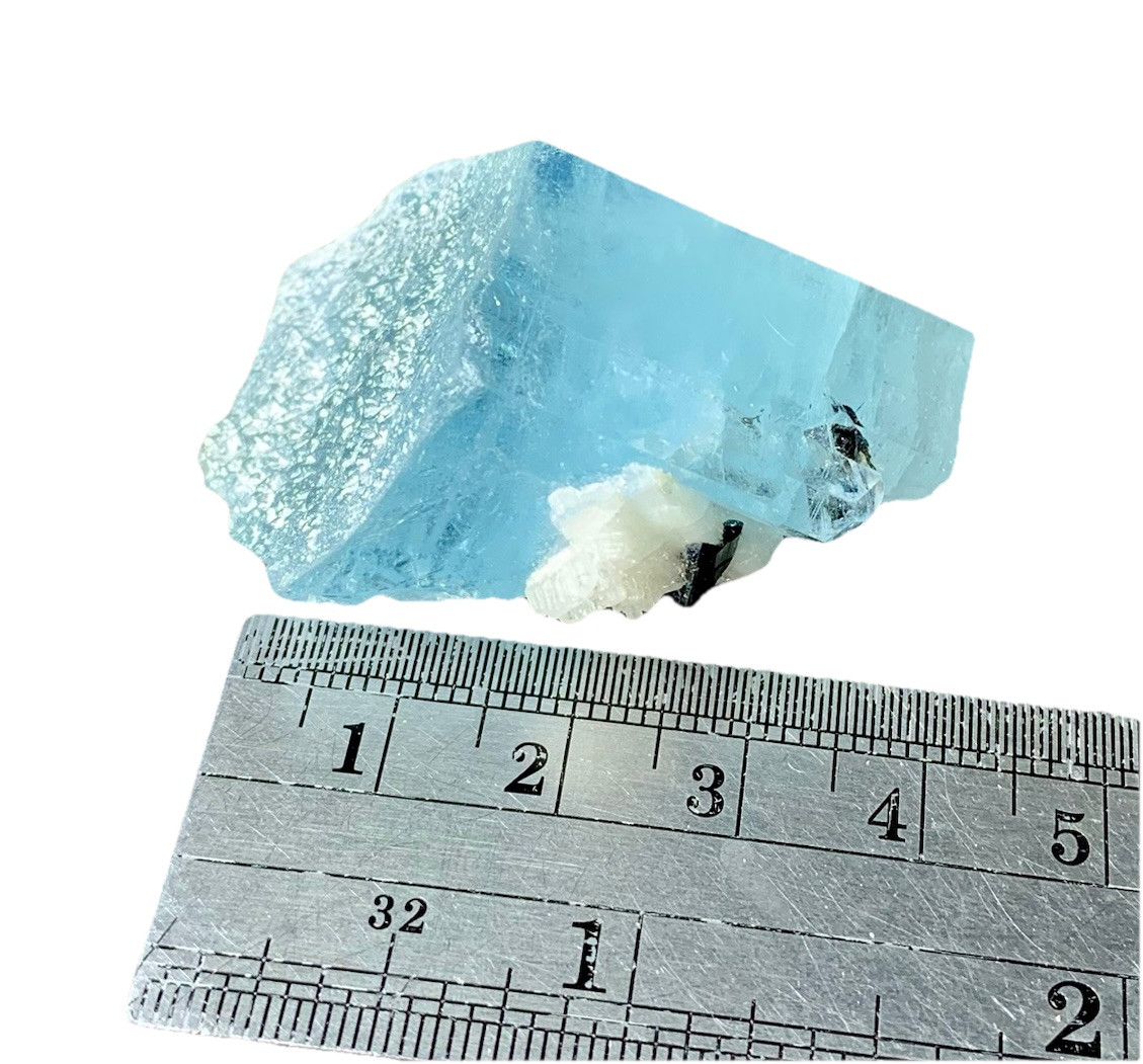 Blue Aquamarine Etched Crystal 32 Grams, Anniversary Gift, Birthday Gift