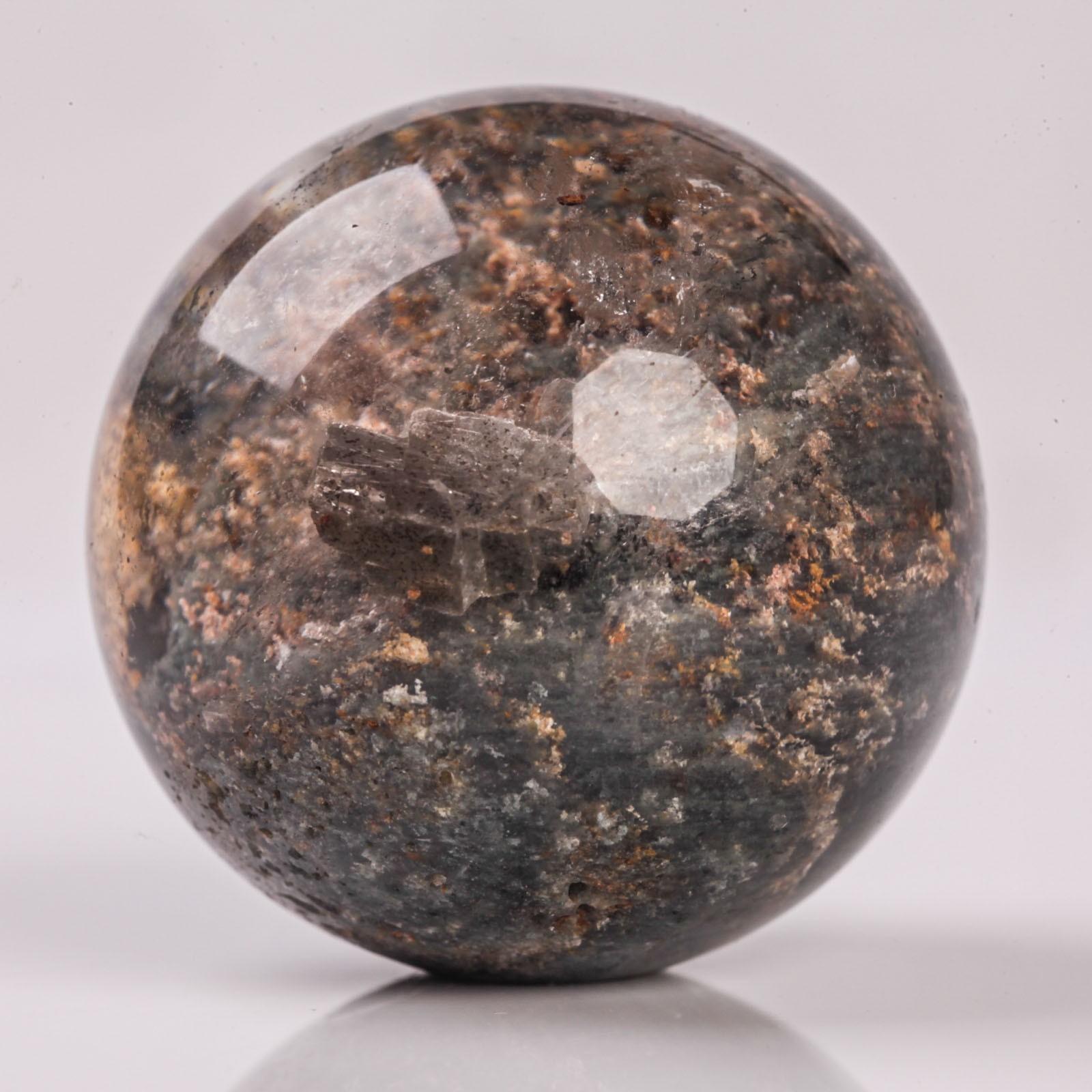 34g29mm Natural Garden/Phantom/Ghost/Lodolite Quartz Crystal Sphere Healing Ball