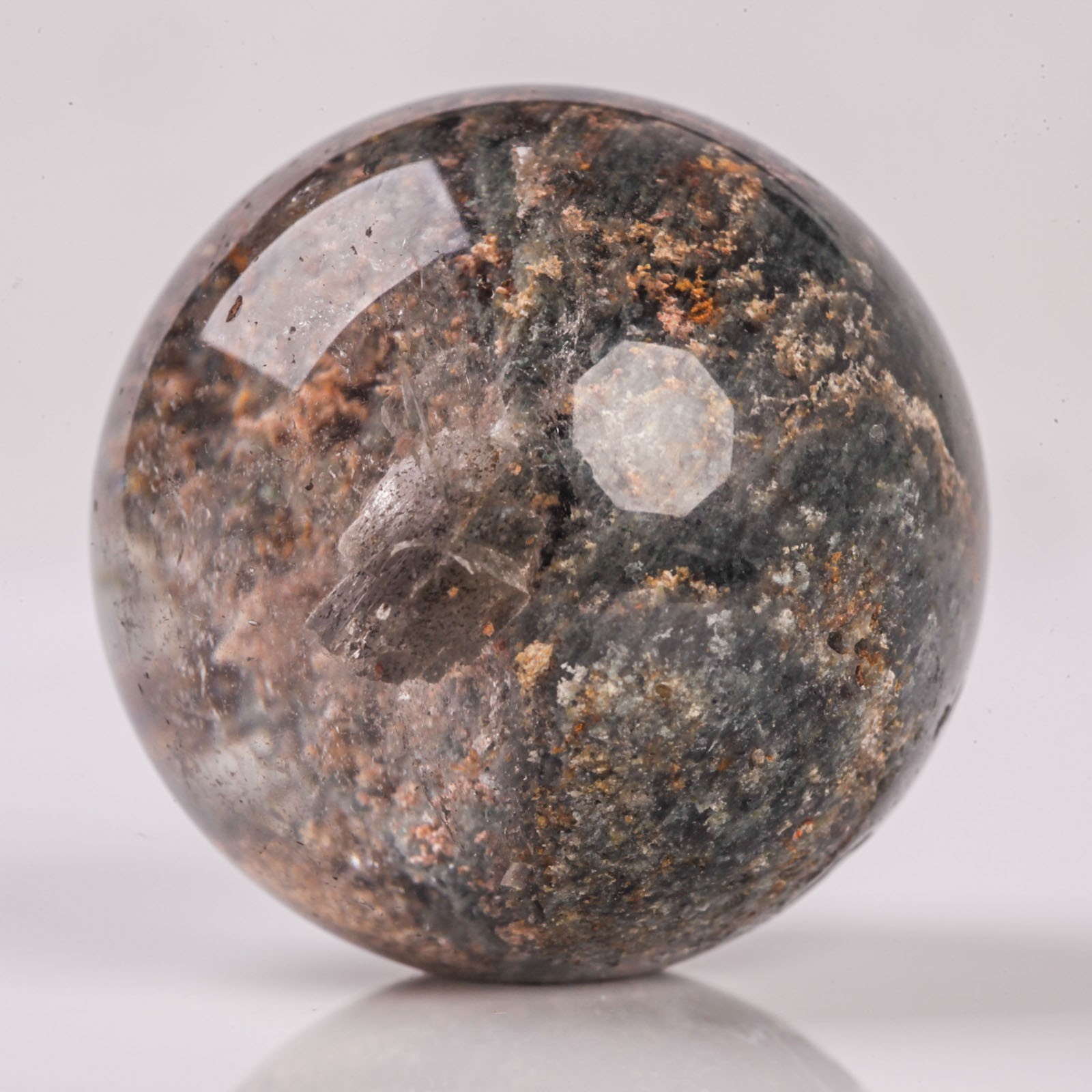 34g29mm Natural Garden/Phantom/Ghost/Lodolite Quartz Crystal Sphere Healing Ball