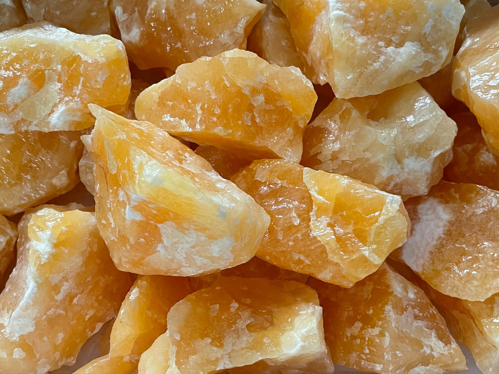 Extra Large Orange Calcite Rough Stones, 3″ – 5″ Raw Calcite Orange Natural