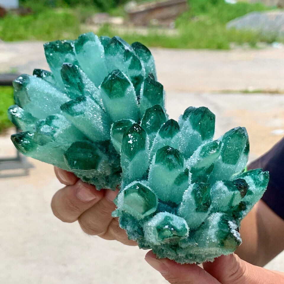 310g+ Natural Raw Green Ghost Phantom Geode Cluster Mineral Specimen Crystal