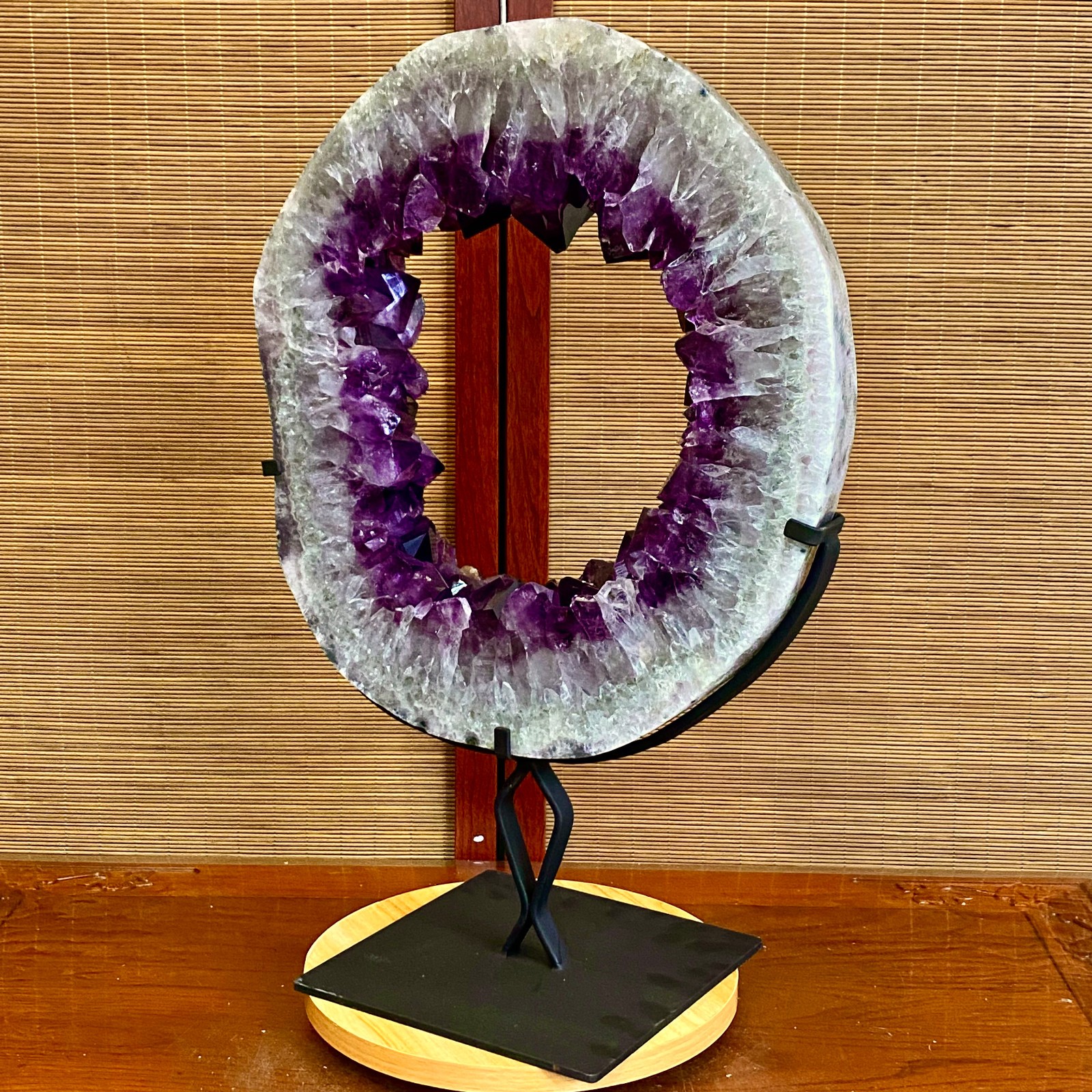 28.4LB Natural Amethyst Cave Crystal Slice Crescent shaped Hand Cut Repai