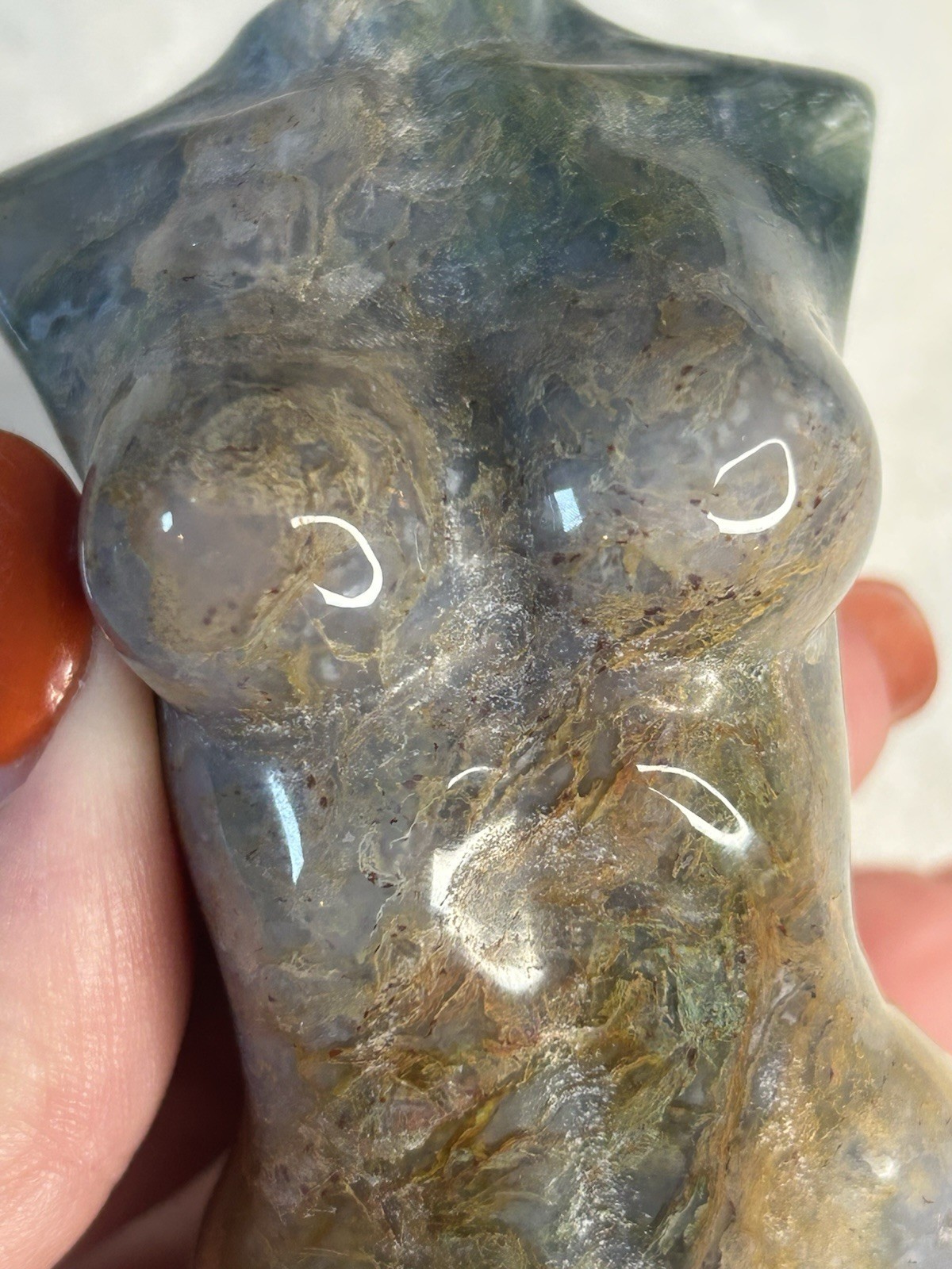 4” Moss Agate Goddess Lady Body Carving | Natural Crystal Statue