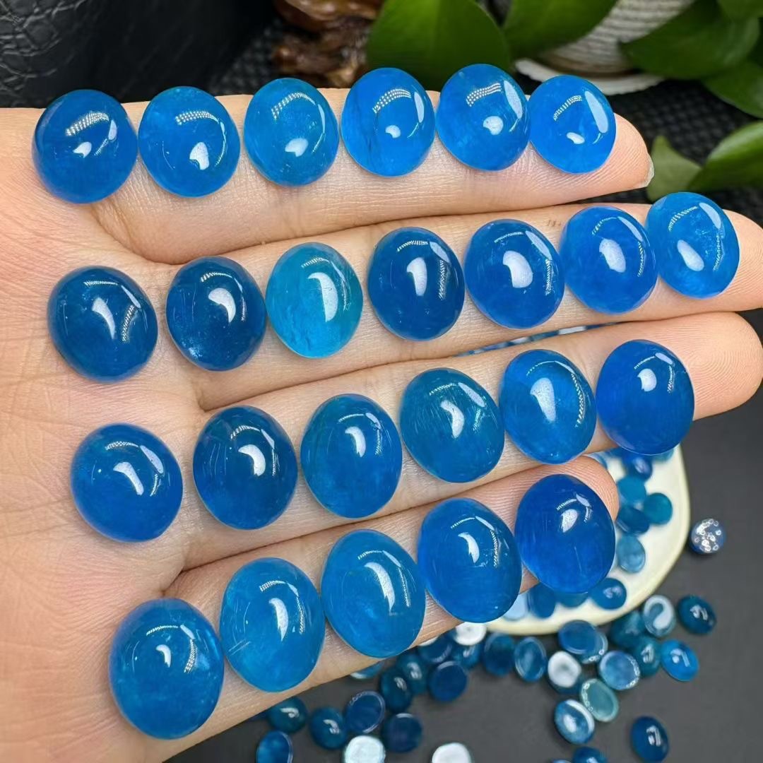 New natural blue phosphorite oval ring bezel, size: 10x12mm