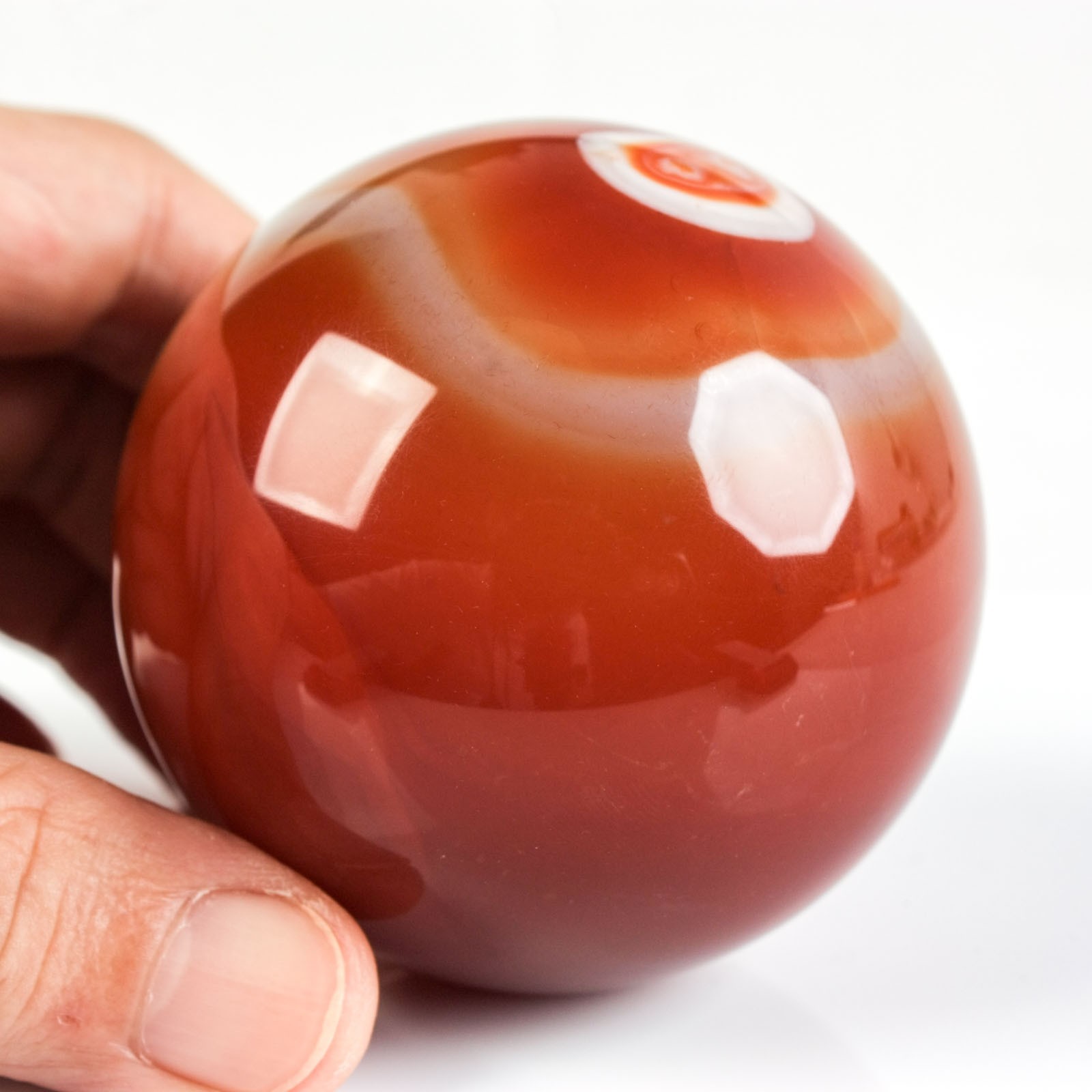 2.5″ 12.35oz Banded Carnelian Agate Sphere Crystal Ball Natural Mineral Specimen