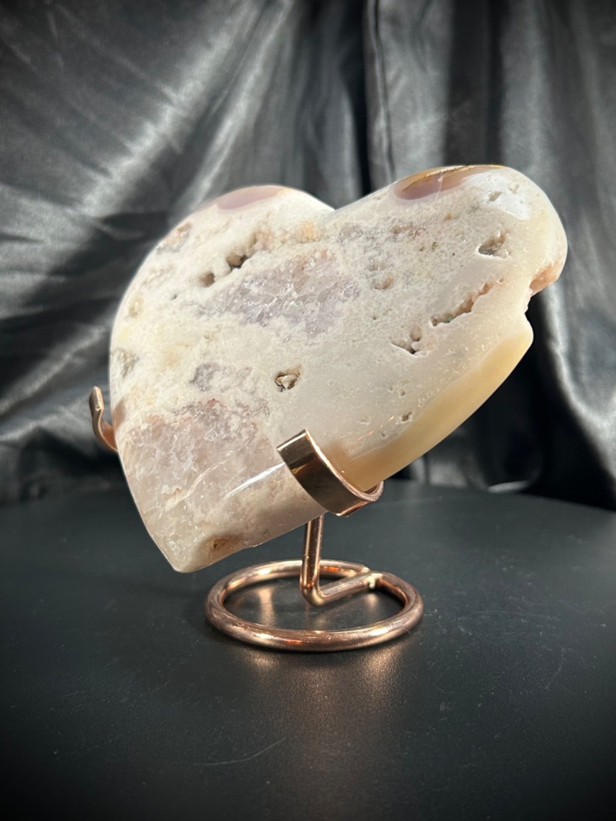 5.11″ Lovely Pink Amethyst Heart With Metal Stand 1lb 1.6oz (500 grams)