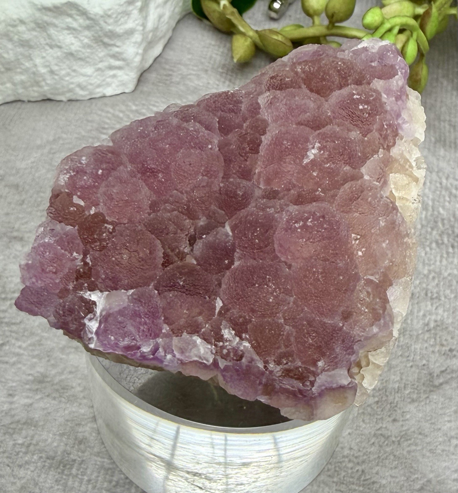 Crystal 119g Pink Bubble Fluorite UV Reactive Cluster Specimen Mineral Raw