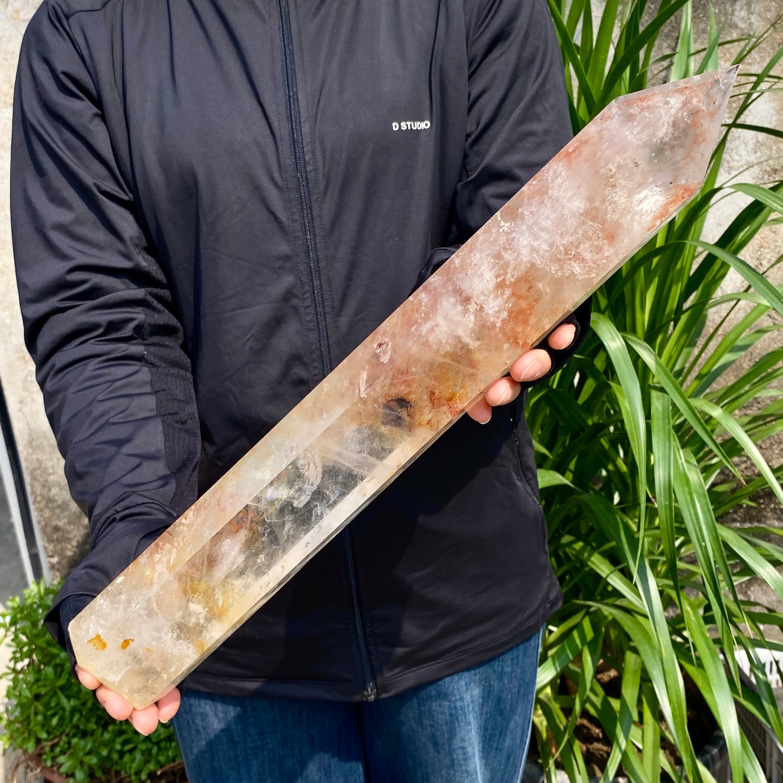 5.29LB Natural clear white crystal obelisk Crystal energy column Reiki healing