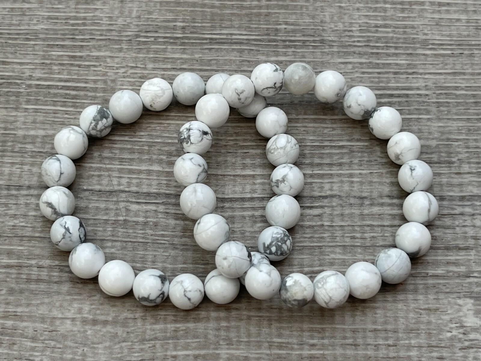 Grade A++ White Howlite Crystal Bead Bracelet 8mm, Genuine Gemstone Bracelet