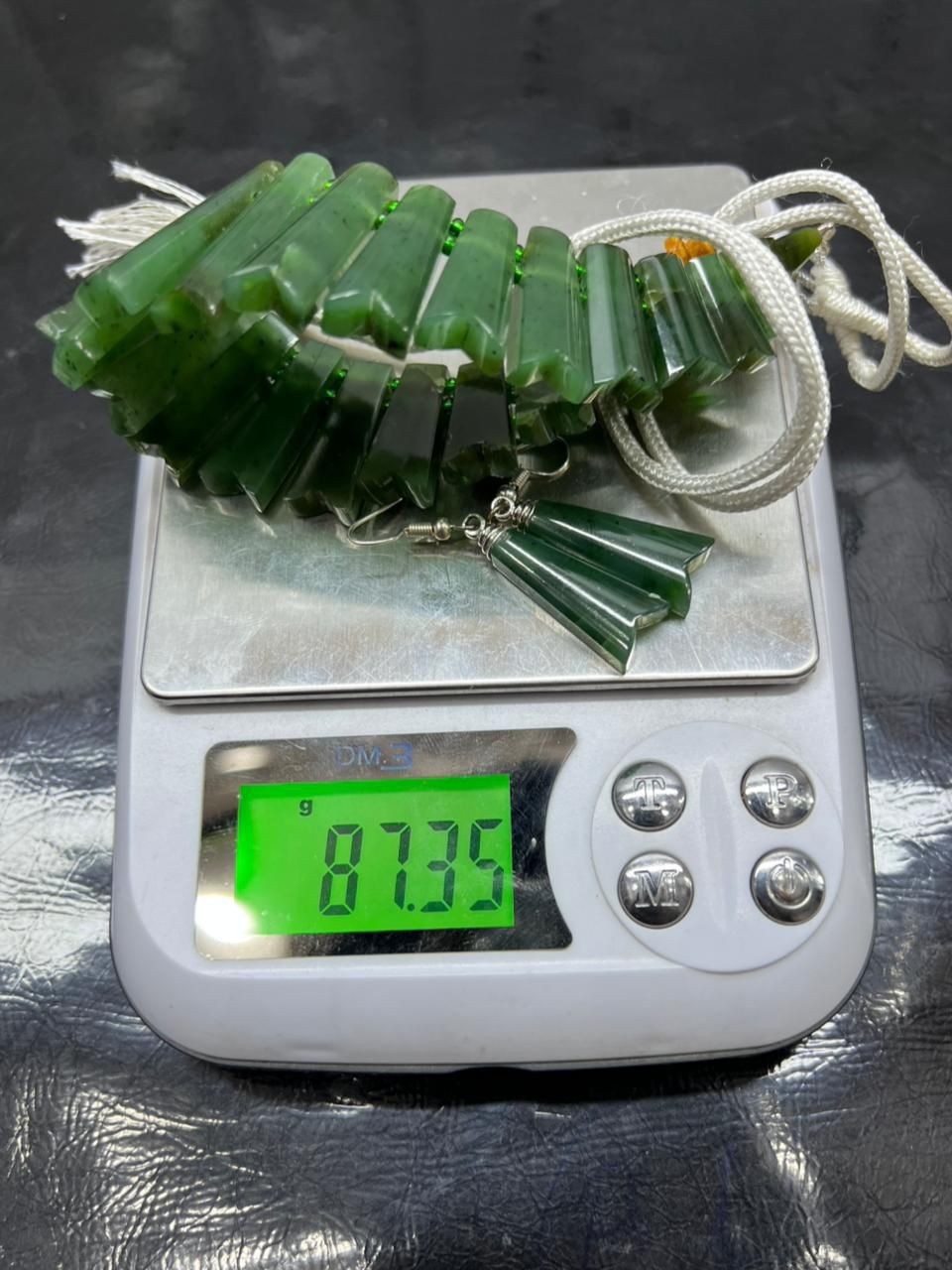 Natural Nephrite Jade Necklace Set | Premium Quality | Handcrafted Jewelry | 87g