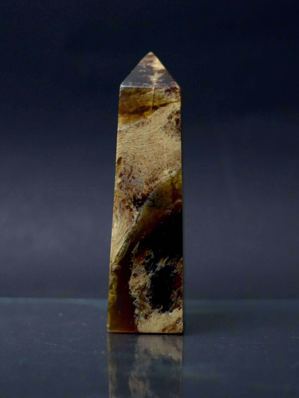 Sumatran Blue Amber Tower | Rare UV Reactive Polished Amber INDONESIA BA200