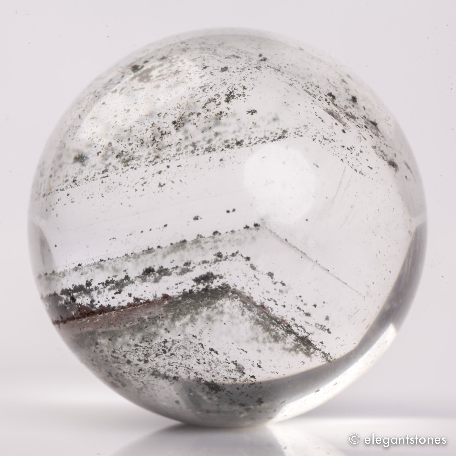 69g36mm Natural Garden/Phantom/Ghost/Lodolite Quartz Crystal Sphere Healing Ball