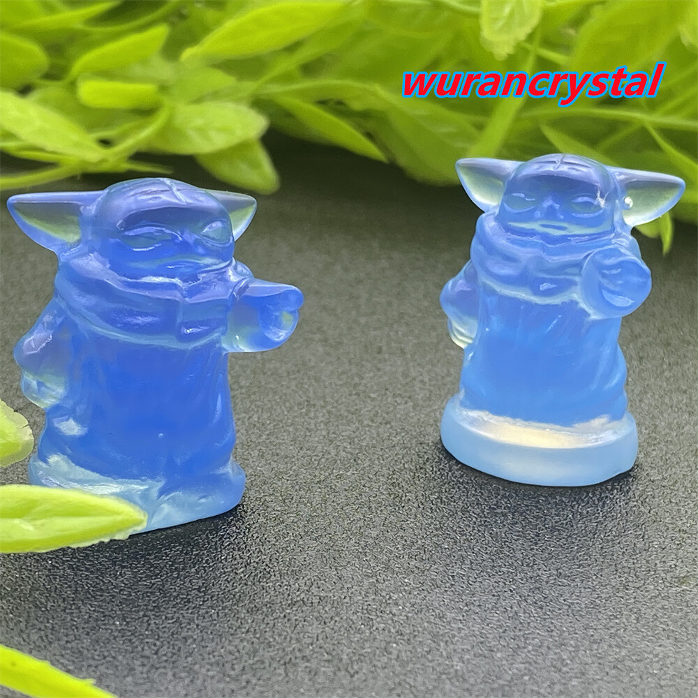 1pc Blue Opalite strange baby skull Quartz crystal carved point healing Decor