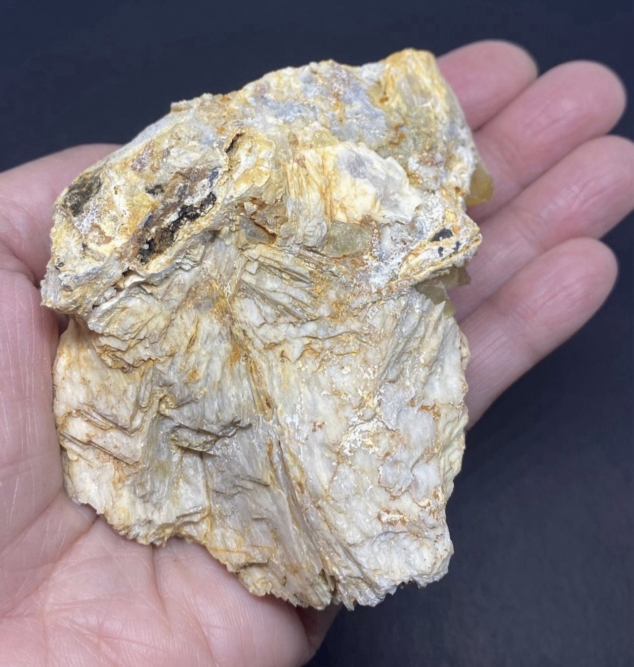 Yellow Fluorite Cubed Stone on Barite from Morocco 309g Over 3in -Fluorescent