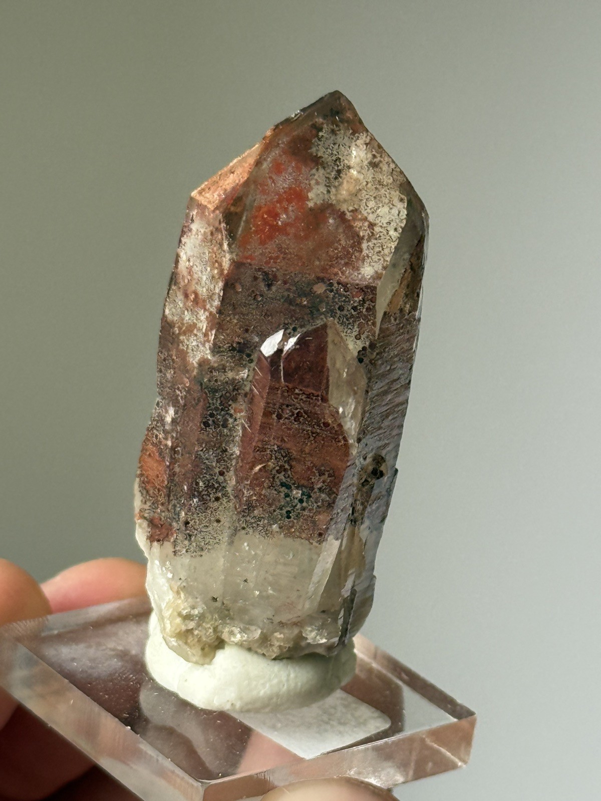 Quartz Crystal w/ Phantom & Hematite Red Feather, CO 5cm – 34.2g – ID20