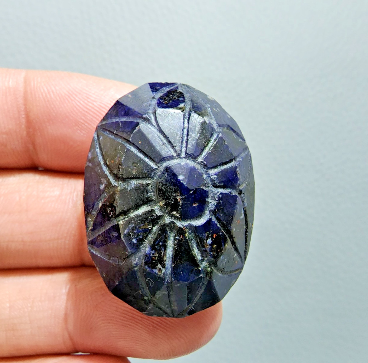 Attractivew Blue Sapphire Carving 172 Ct Natural Gemstone Unique Collector Piece