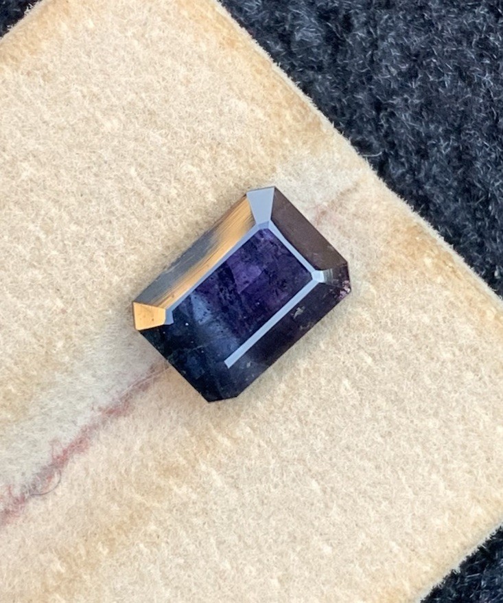 2.70ct natural deep purple and blue rare bi colors faceted tourmaline 9.8mm