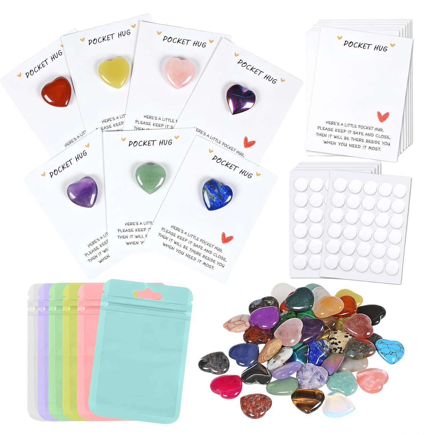 42 Sets Bulk Pocket Hug Little Heart Worry Stones Keepsake Exchange Relationship
