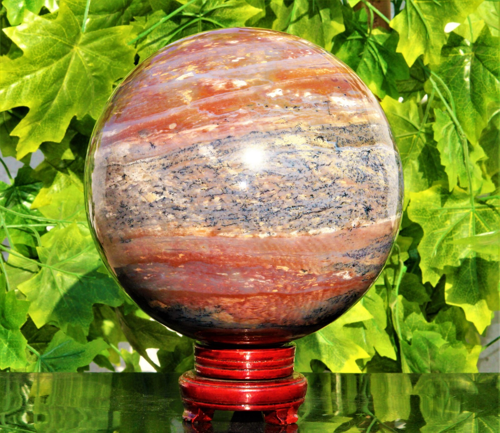 XL 41Lb Red Sonoran Dendritic Rhyolite Crystal Healing Metaphysical Stone Sphere