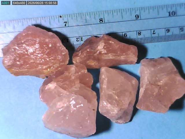 6 ROSE QUARTZ SPECIMENS MIXED COLOR & SIZES LOT FROM UNKNOWN LOCATION LOT #D132