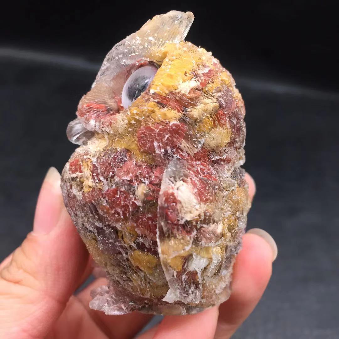 Natural Mookaite Quartz Crystal Tumbled Stone Resin Owl Healing Decorate 1pc