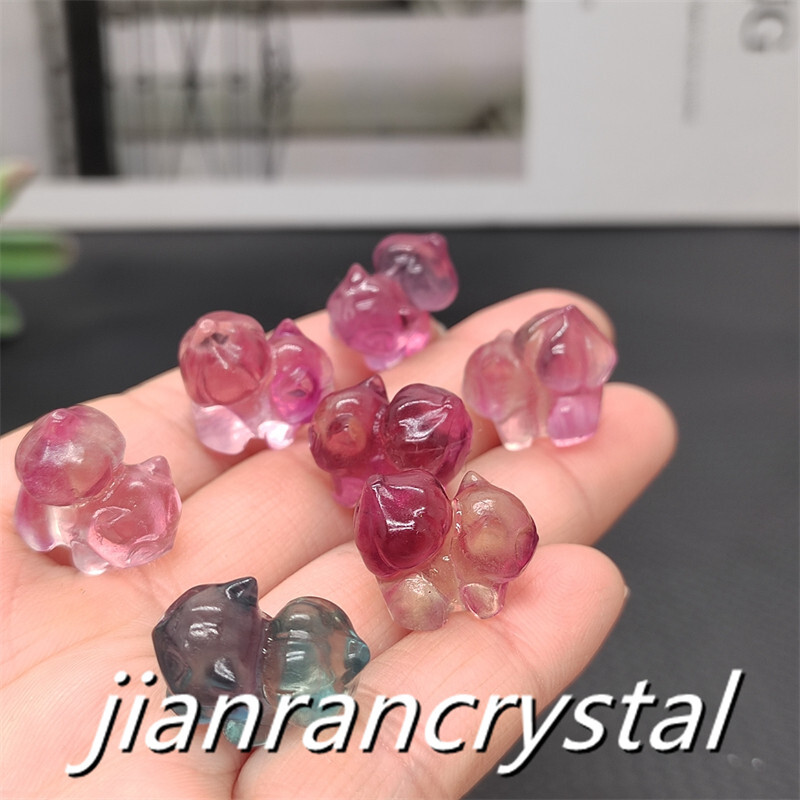 5pcs Natural Fluorite skull Carved Mini Quartz Crystals Skull Healing