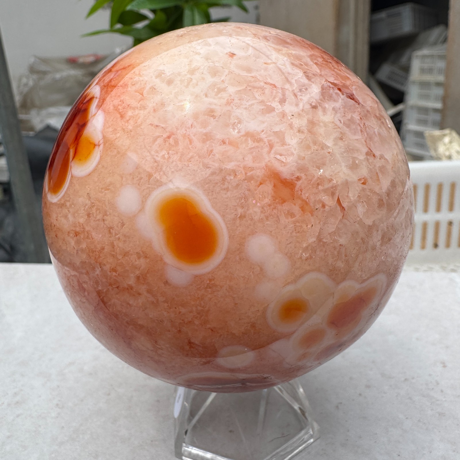 940G Natural red stripe agate sphere Crystal Ball Madagascar mineral