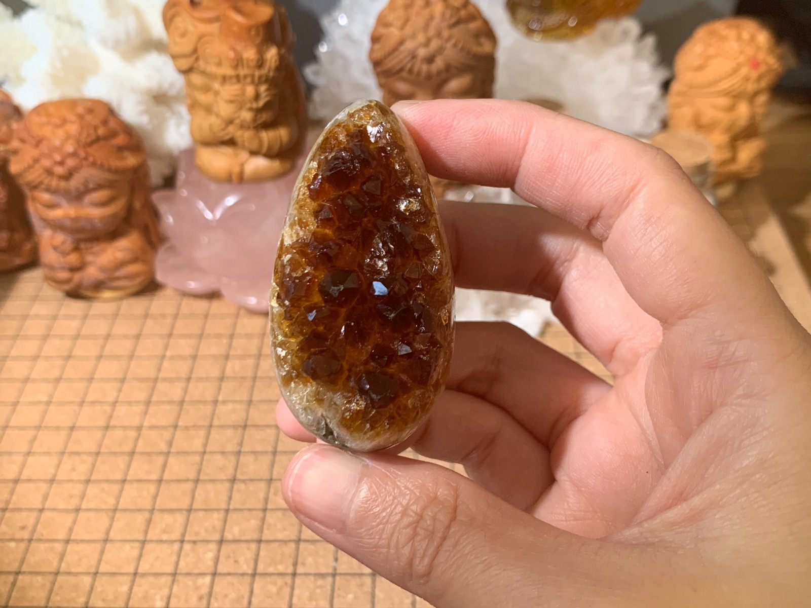 Small Natural Citrine Geode Quartz Crystal Cluster – Egg Shape 76 Grams (#034)