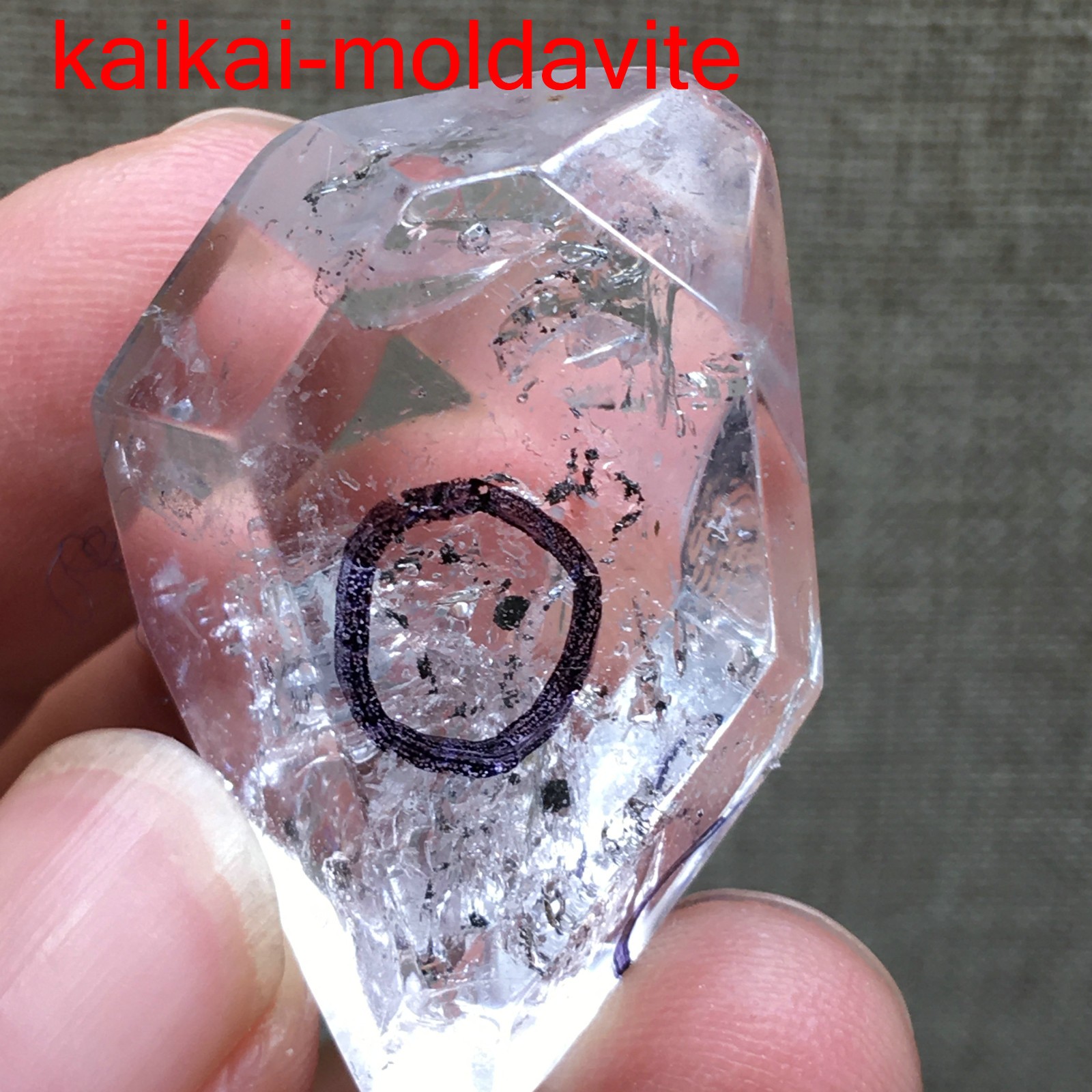 17g Natural 36mm Herkimer Diamond Enhydro healing Crystal Gem&moving water drop