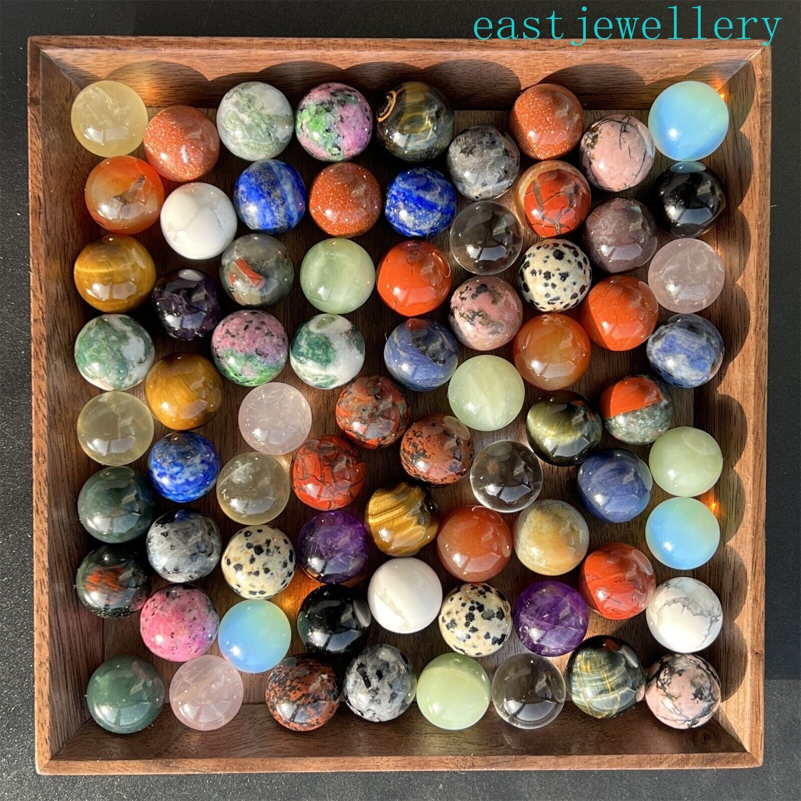 15mm+ box Natural Mixed Sphere quartz crystal ball Palm stone reiki healing 20x