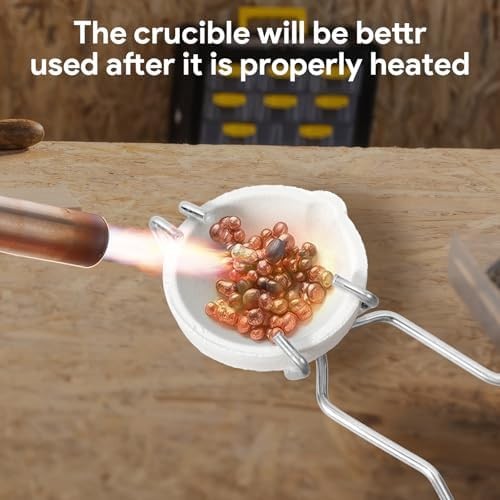 9 Pcs Crucibles for Melting Metal Kit, 6 Ceramic Quartz Crucibles, 3 Pcs Whipcli