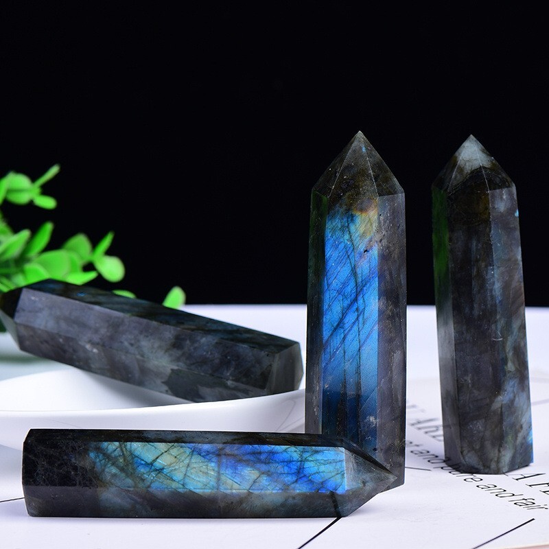 3.15″-3.54″ Natural Labradorite Crystal Tower Healing Crystal Obelisk Reiki Gift