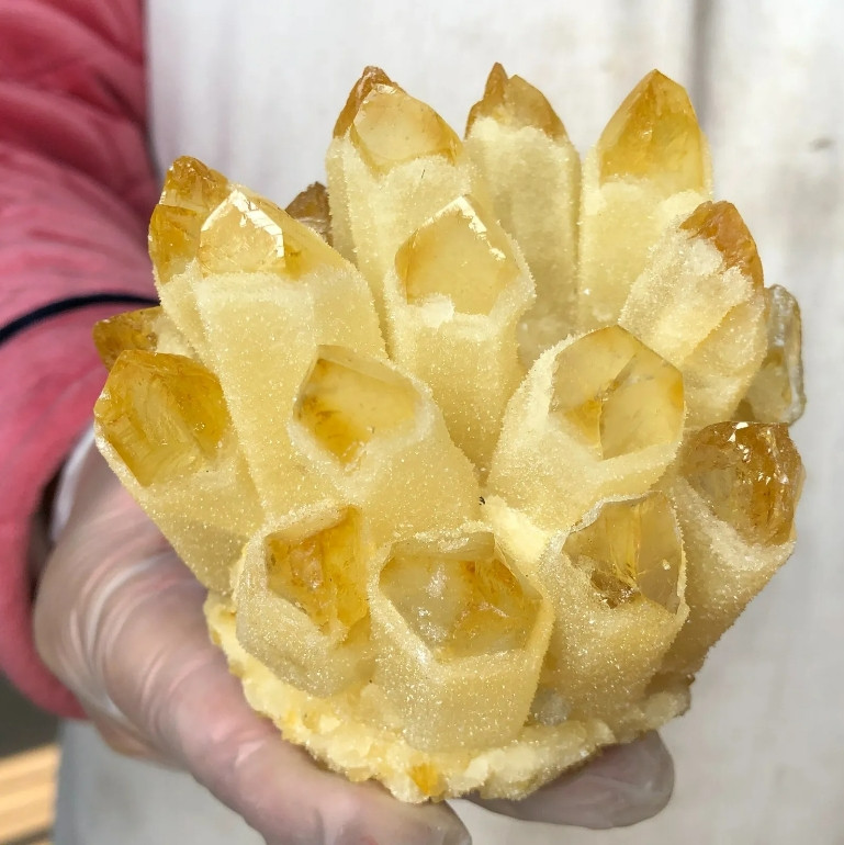 250g+ Natural Raw Citrine Point Phantom Geode Cluster Mineral Specimen Ornaments