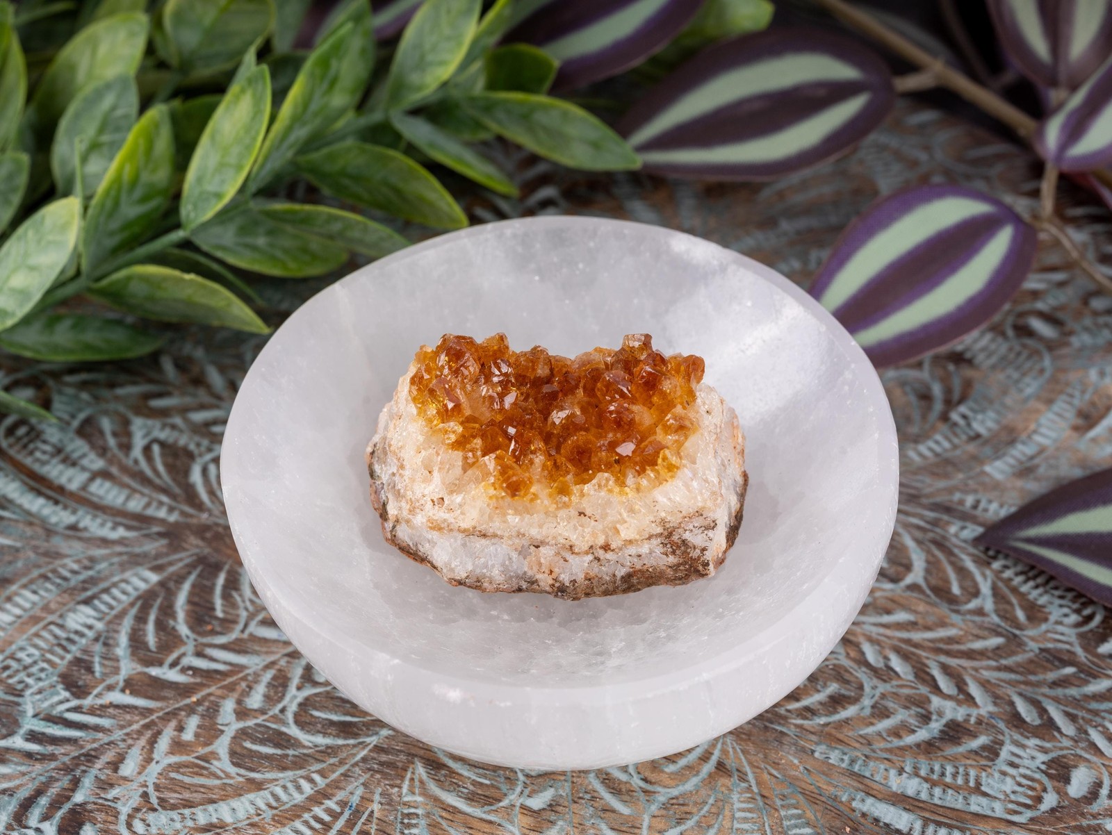 Citrine Cluster Crystal Specimen Natural Quartz Formation Golden Druze Decor