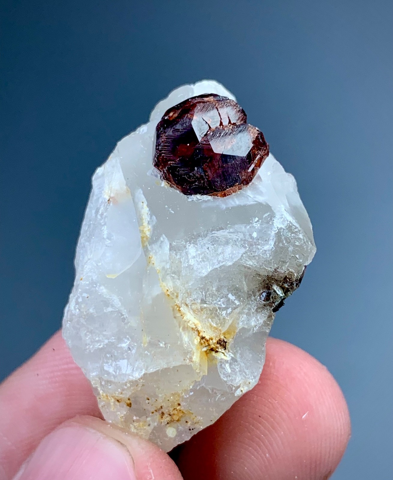 Natural Red Garnet With Quartz Crystal Specimen From Pakistan (64 carats )