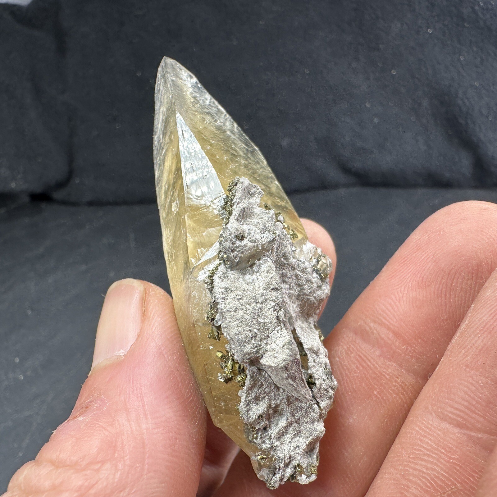 Calcite Crystal on Chalcopyrite Dolomite Matrix / Missouri